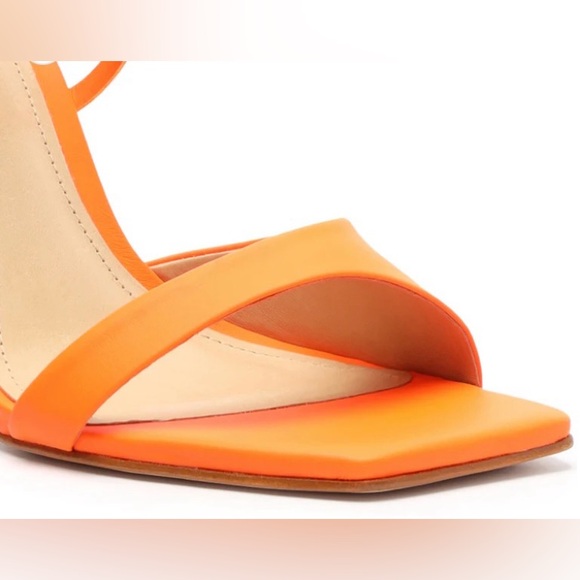 SCHUTZ Bryce Leather Strap Ankle-Wrap Sandal in Acid Orange Womens Sz: Multiple - Picture 5 of 12